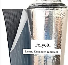 Renuzu Alüminyum Folyolu Kauçuk Izolasyon 6mm 120CM 36M2 Kendinden Yapışkanlı Elastomerik Kauçuk Köpüğü