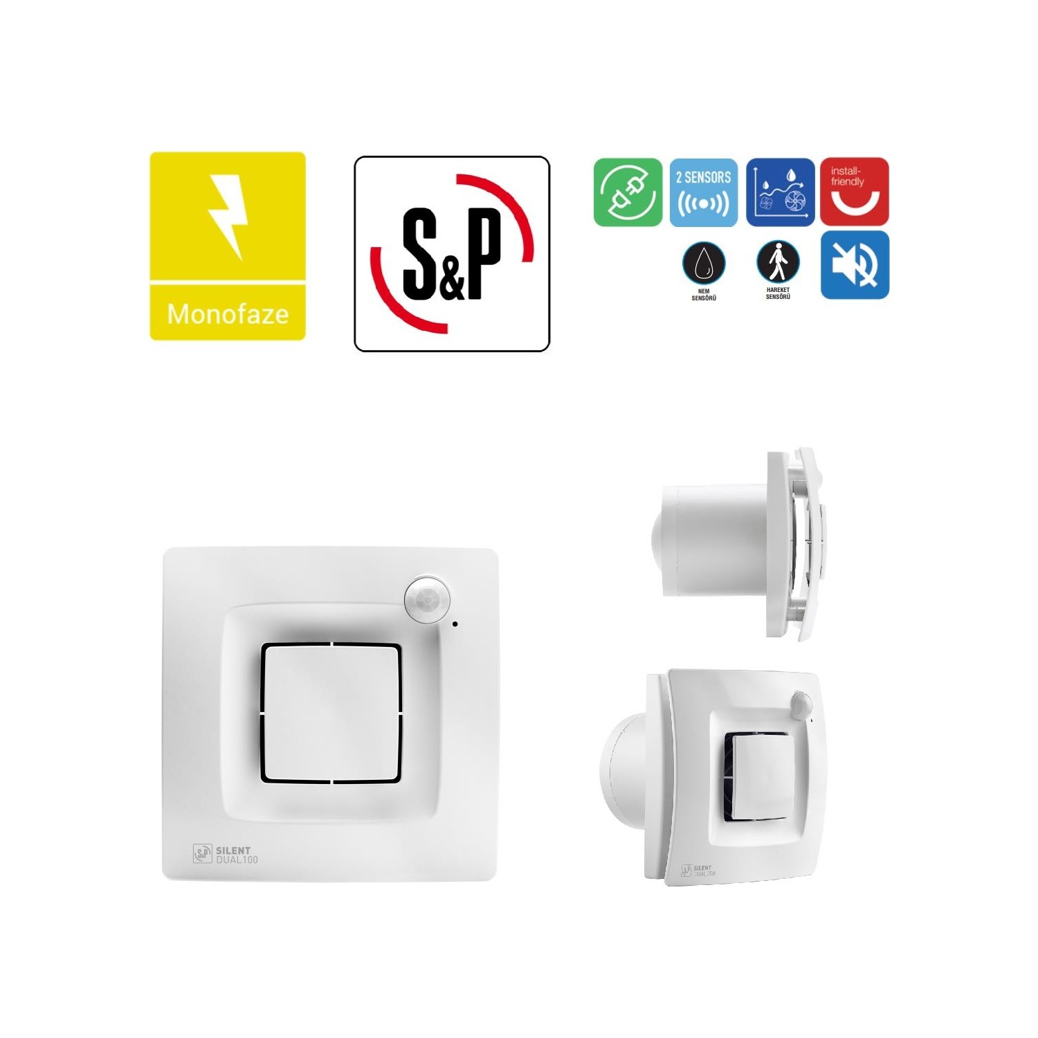 Soler&Palau Soler Palau Silent Dual 100 Banyo Wc Sensörlü Egzoz Ortam Havalandırma Fanı Tasarruflu