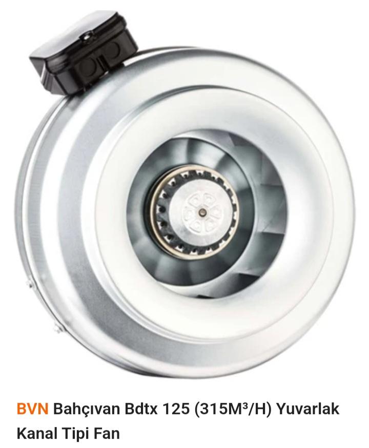 BVN Bahçıvan Bdtx 125 (315M³/H) Yuvarlak Kanal Tipi Fan