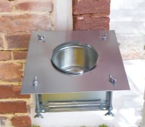 Renuzu Isı Yalıtımlı Yanmaz Boru Baca Çıkışı (Ağaç Ev, Konteyner Için) 130 mm Çap Kare Taban 28*28