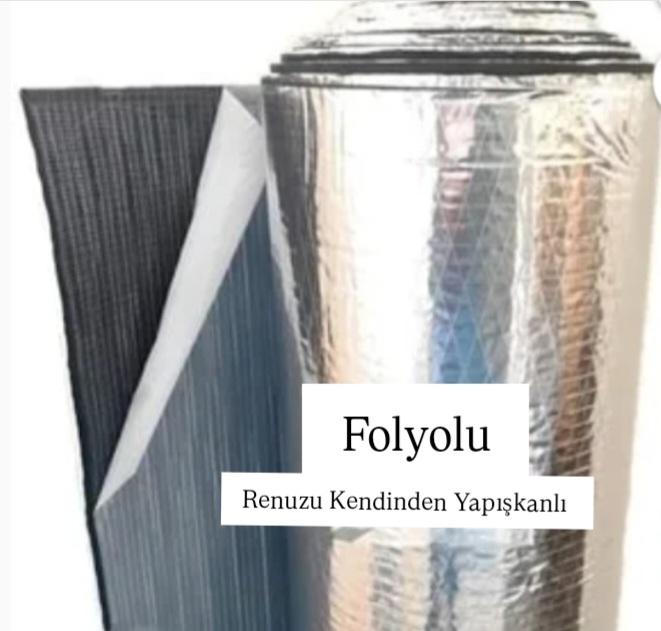 Renuzu Alüminyum Folyolu Kauçuk Izolasyon 9mm 120CM 24M2 Kendinden Yapışkanlı Elastomerik Kauçuk Köpüğü